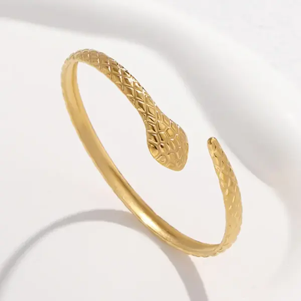 Wholesale Fashion Snake 304 Stainless Steel 18K Gold Plated Stainless Steel Bracelets In Bulk