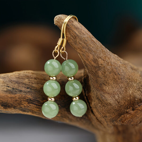 Wholesale Court-style round gemstone bead earrings