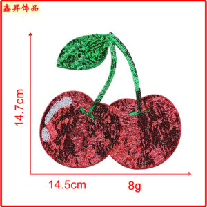 Heated melt glue*red and green*cherry*sequin*15*15cm