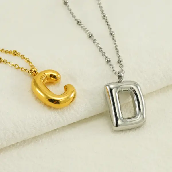 PVD Coated 18K Gold Plated Letter Stainless Steel Simple Style Commute Waterproof Non Tarnish Stainless Steel Titanium Steel Pendant Necklace