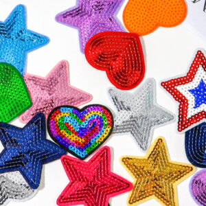 oly-c6effe44d88634c452030fb55e36c6cc Wholesale Glitter sequined fabric patches, multi-colored star patches