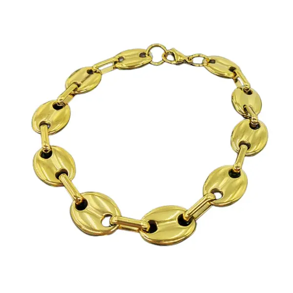 Wholesale 304 Stainless Steel 18K Gold Plated Streetwear Plating Solid Color Bracelets Necklace