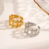 Wholesale Ion Plating (IP) 18K Gold Plated Solid Color 304 Stainless Steel IG Style Waterproof Non Tarnish Open Rings