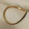 304 Stainless Steel Colorful PVD Coated Zircon 18K Gold Plated Real Gold Plated Simple Style Waterproof Non Tarnish Plating Inlay White Blue Gold Bracelets