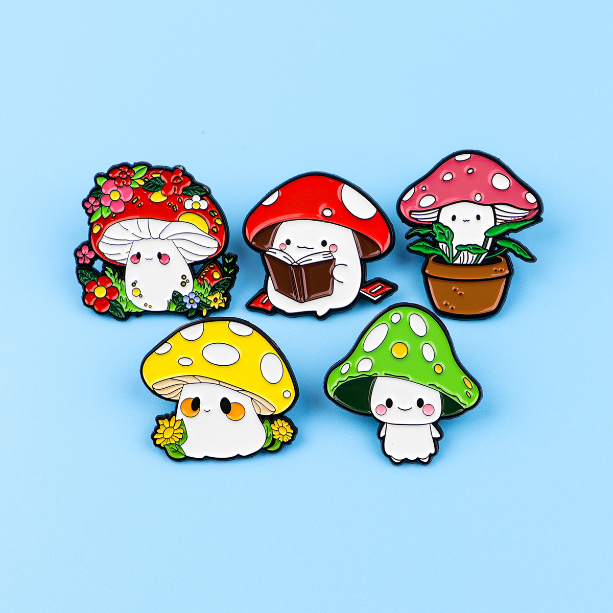 Wholesale Mushroom brooch cartoon metal badge aessory