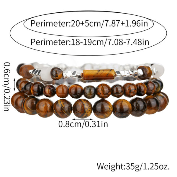 Wholesale Black Gallstone Broken Silver Tiger Eye Stone Beaded Bracelet for Women Niche Design Retro Elastic Bracelet Student Couple Bracelet