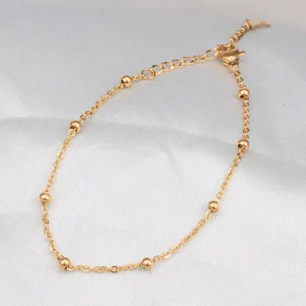 Wholesale Heart 304 Stainless Steel Titanium Steel Waterproof Non Tarnish No Inlaid PVD Coated Real Gold Plated 18K Gold Rose Gold Plated Unisex Anklet