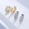 Wholesale Micro-inlaid Zircon Ear Clip Square Diamond Earrings Copper Plated 18k Gold Jewelry