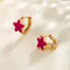 Wholesale 1 Pair Cute XUPING Sweet Star Enamel Plating Copper 18K Gold Plated Hoop Earrings
