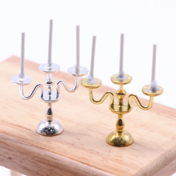 Wholesale Doll House Mini European Candlestick Simulation Retro Candle Lamp Miniature Western Restaurant Scene Props Matching Model