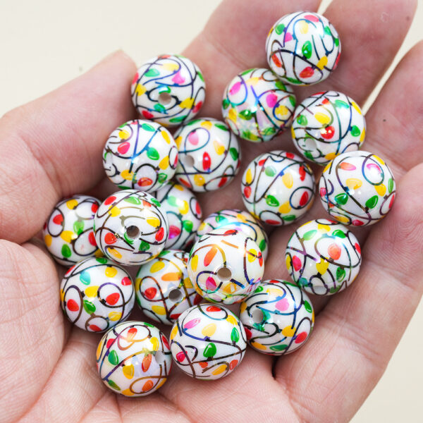 Wholesale 10pcs Acrylic Printed Christmas Series Straight Hole Uv Beads