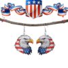 Wholesale EZ5362 Cross-border European and American Earrings New American Flag Independence Day Red and White Animal Earrings Ear Decoration Gift