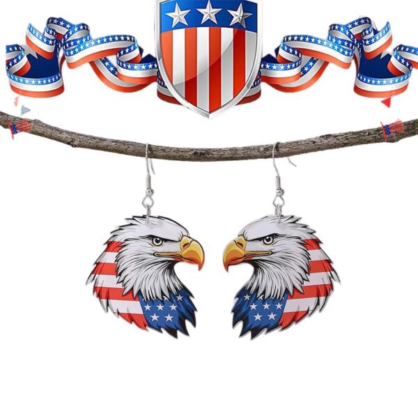 Wholesale EZ5362 Cross-border European and American Earrings New American Flag Independence Day Red and White Animal Earrings Ear Decoration Gift