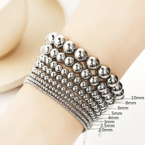 Wholesale Simple Style Classic Style Round Stainless Steel Plating Bracelets