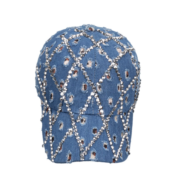 Wholesale Women's Ripped Diamond Denim Baseball Cap Leopard Rhinestone Fashion Cap Outdoor Sunshade Sunscreen Cap B1152
