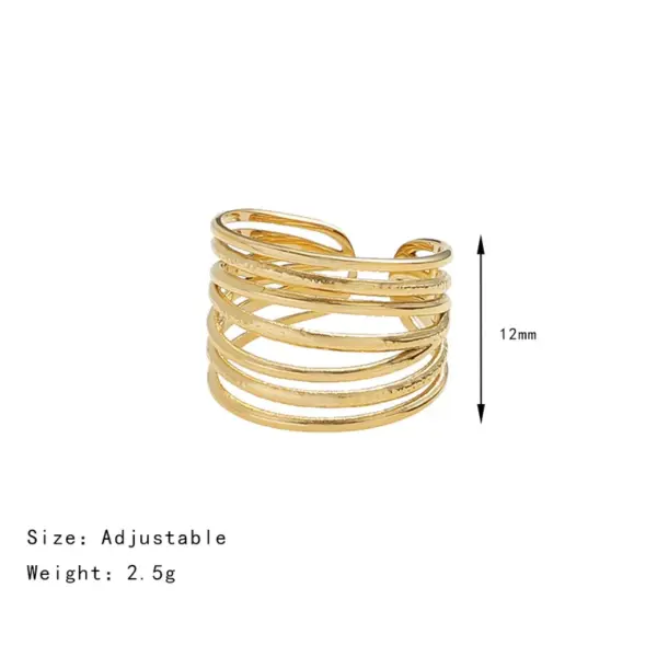 Wholesale PVD Coated Real Gold Plated 18K Gold Solid Color 304 Stainless Steel Classic Style Waterproof Non Tarnish Open Ring