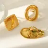 Wholesale Jewelry Simple Style Artistic Irregular Geometric 304 Stainless Steel 18K Gold Plated Plating Open Rings