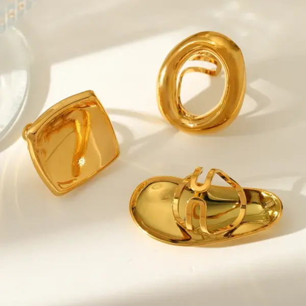 Wholesale Jewelry Simple Style Artistic Irregular Geometric 304 Stainless Steel 18K Gold Plated Plating Open Rings