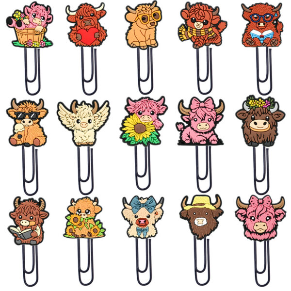 Wholesale Random 50pcs Highland Cow Yak Paper Clip Bookmark