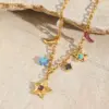 Wholesale Ion Plating (IP) 18K Gold Plated Sun Star Moon Heart Shape 304 Stainless Steel Casual Elegant Commute 304 Stainless Steel Multi Charms Necklace