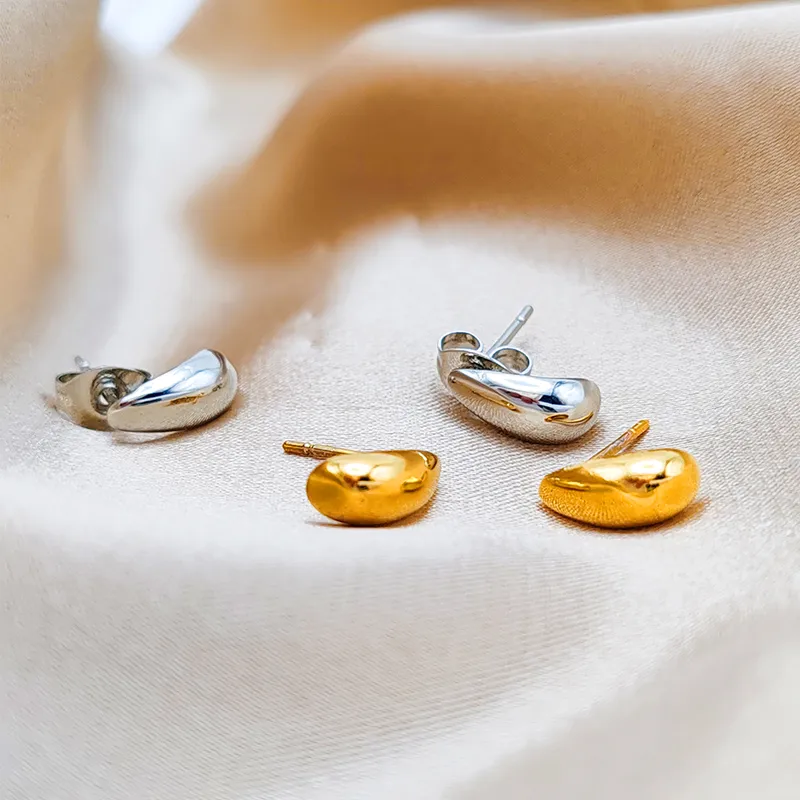 Wholesale 14K Gold Real Gold Plated 304 Stainless Steel 316 Stainless Steel PVD Coated Water Droplets Waterproof Non Tarnish Modern Style Classic Styl