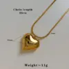 Wholesale PVD Coated Real Gold Plated 16K White Plating Heart Shape 304 Stainless Steel Modern Style Artistic Waterproof Non Tarnish Pendant Necklace