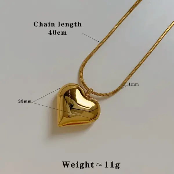 Wholesale PVD Coated Real Gold Plated 16K White Plating Heart Shape 304 Stainless Steel Modern Style Artistic Waterproof Non Tarnish Pendant Necklace