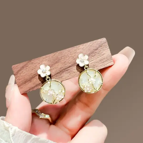 Wholesale 1 Pair Casual Elegant Sweet Round Flower Inlay Alloy Rhinestones Pearl Drop Earrings