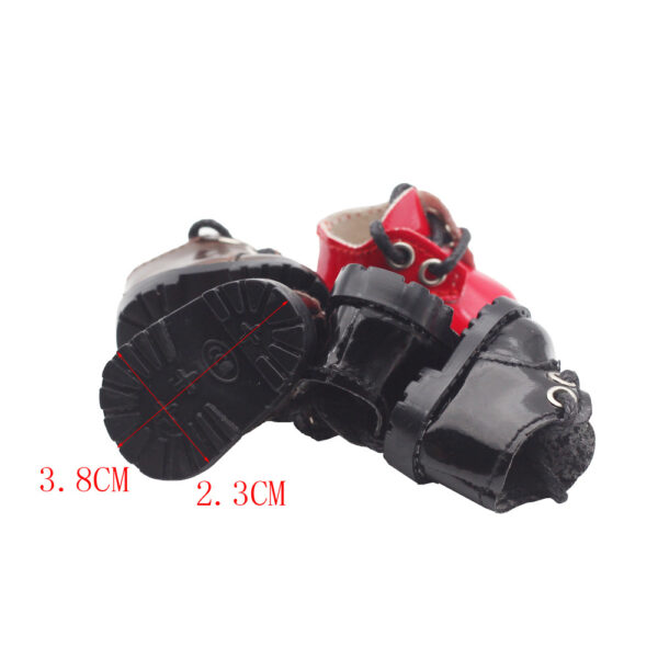 Wholesale labubu cloth cloth 10cm cotton doll bright leather round head strap suit shoes finger shoes 3.8*2.3cm