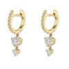 Wholesale 1 Pair Elegant Lady Heart Shape Plating Inlay Copper Zircon 18k Gold Plated Drop Earrings