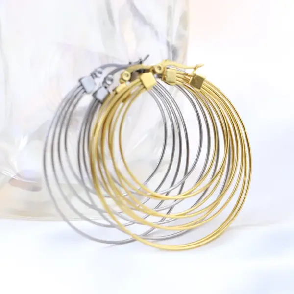 Wholesale Lady Round Titanium Steel Plating Earrings 1 Pair