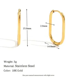 Basic All-Matching Manual U-Shaped Earrings 2.0*26-Gold