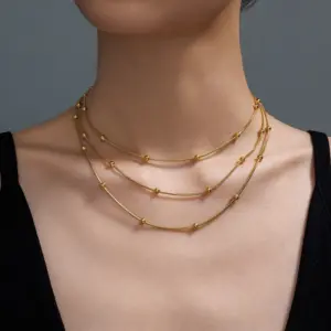Three Layers Ball Bead Chain (Gold)