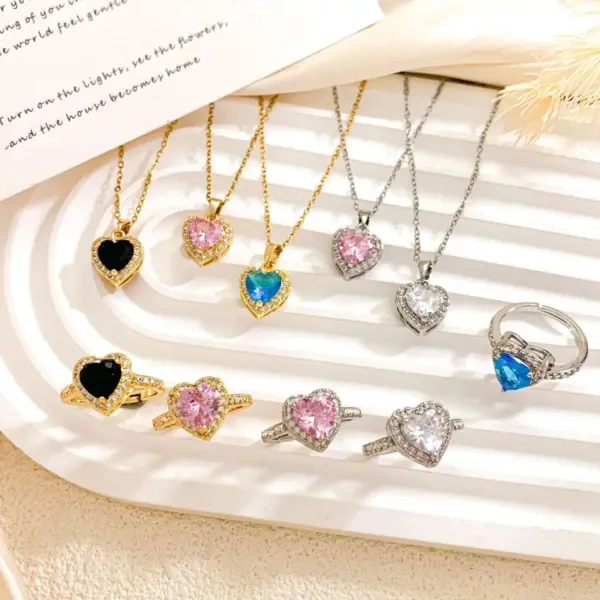 Titanic Gem Heart Necklace Classic Ocean Centerpiece Women's Jewelry Fashionable 304 Stainless Steel Copper Sweet Style Necklace