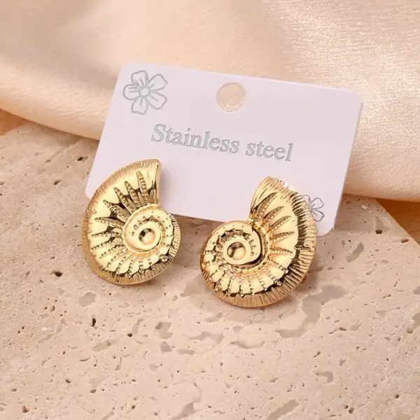 Wholesale 1 Pair/Package Casual Modern Style Shell Wheel Screw Polishing Plating 201 Stainless Steel 18K Gold Plated Earrings