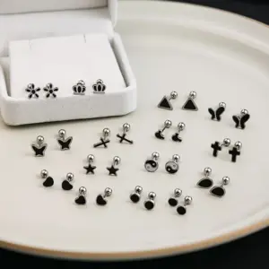 1 Pair Simple Style Flower Enamel Plating Stainless Steel K Gold Plated Ear Studs
