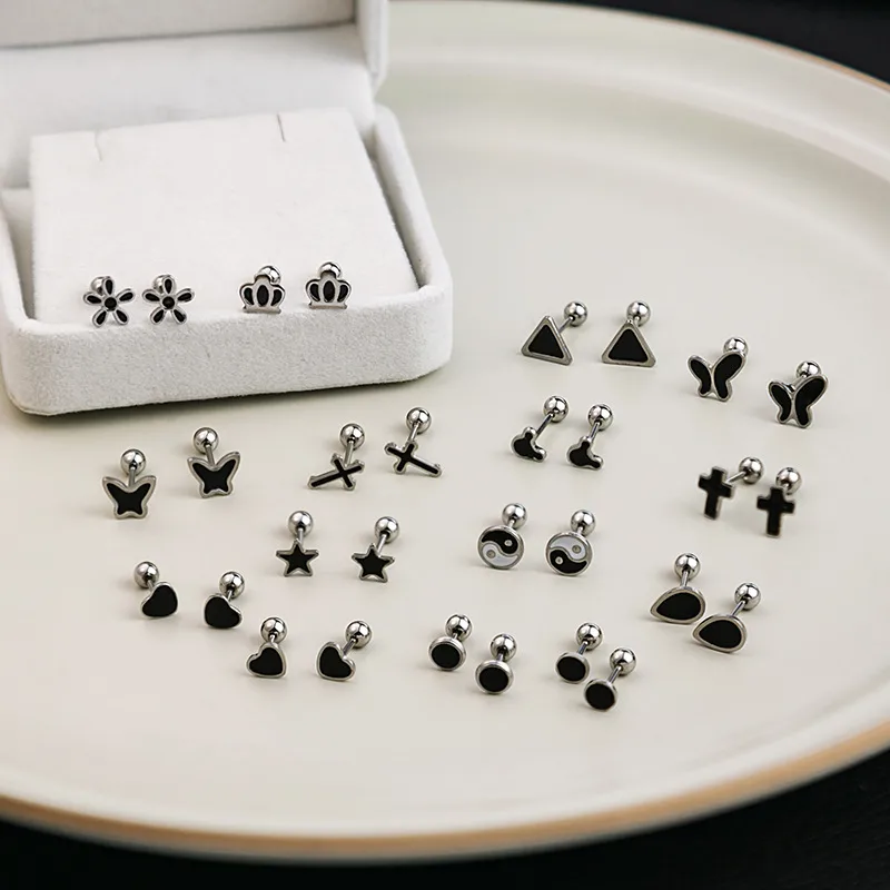 Wholesale 1 Pair Simple Style Flower Enamel Plating Stainless Steel K Gold Plated Ear Studs