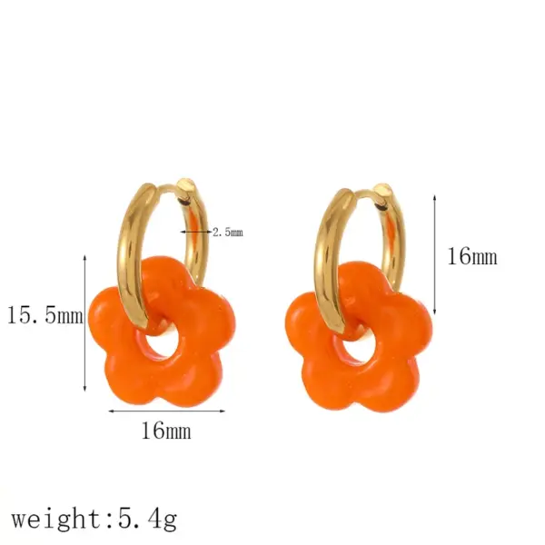 Wholesale PVD Coated Real Gold Plated 18K Gold Flower 304 Stainless Steel IG Style Sweet Waterproof Non Tarnish Earrings