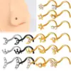 Wholesale 1 Piece Nose Rings & Studs Casual Rock Tropical Star Moon Heart Shape 304 Stainless Steel Polishing Plating Inlay Zircon 18K Gold Plated Ear Cartilage Rings & Studs Nose Rings & Studs Nose Pin