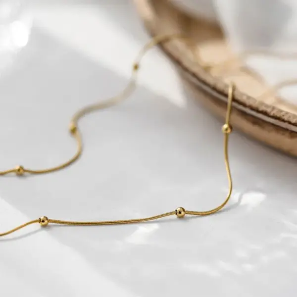 Wholesale 304 Stainless Steel Solid Color PVD Coated 18K Gold Plated Real Gold Plated IG Style Simple Style Waterproof Non Tarnish Plating Gold Necklace