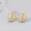Wholesale Fashion Round Copper Inlay Zircon Ear Studs 1 Pair