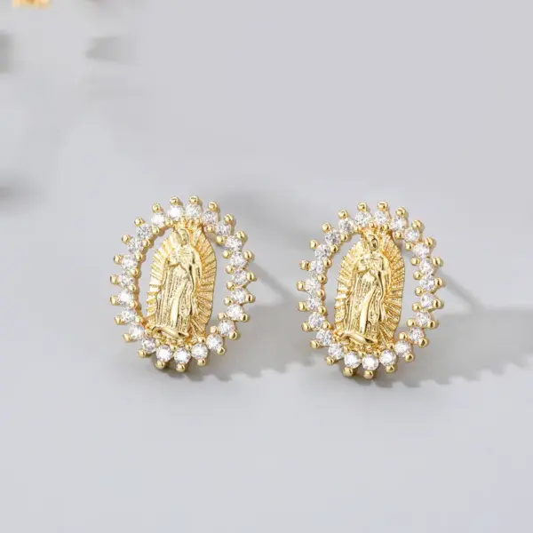Wholesale Fashion Round Copper Inlay Zircon Ear Studs 1 Pair