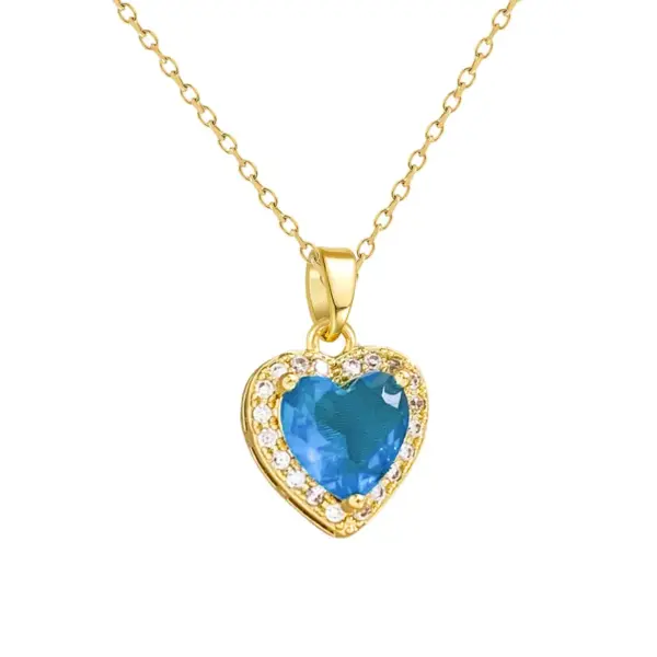 Titanic Gem Heart Necklace Classic Ocean Centerpiece Women's Jewelry Fashionable 304 Stainless Steel Copper Sweet Style Necklace