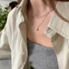 Wholesale Minimalist Double Layer Stacked Necklace 2025 New Popular Ins Niche Water Drop Pendant Clavicle Chain Popular Simple