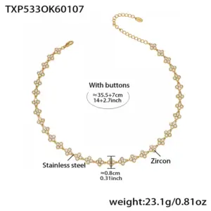 TXP533-White Zircon Necklace 35.5+7cm