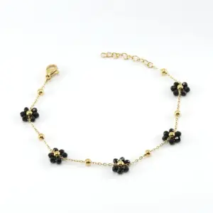 Black-Bracelets / 18k gold plating