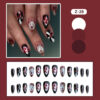 Wholesale Clown Almond Nail Tips Halloween Face Blood Drop Striped Diamond Pattern Nail Wearing