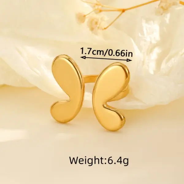 Wholesale PVD Coated Real Gold Plated Butterfly Bow Knot 304 Stainless Steel Classical Romantic Solid Color Waterproof Non Tarnish Open Rings