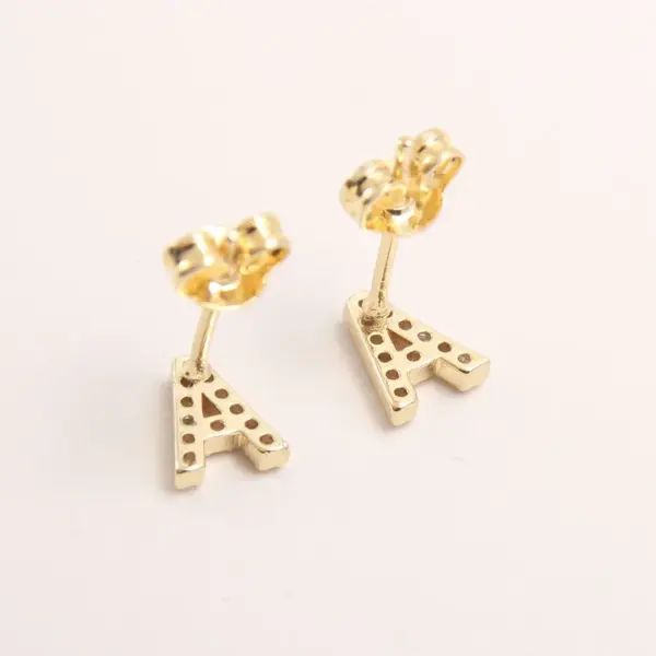 Wholesale Copper Letter Water Plating Zircon Platinum Plated Gold Plated Fashion Inlay Ear Studs