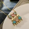 Wholesale Simple Style Commute Square Copper 18k Gold Plated Zircon Pendant Necklace In Bulk